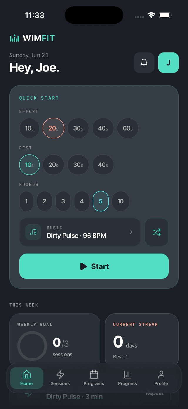 Set your intervals
